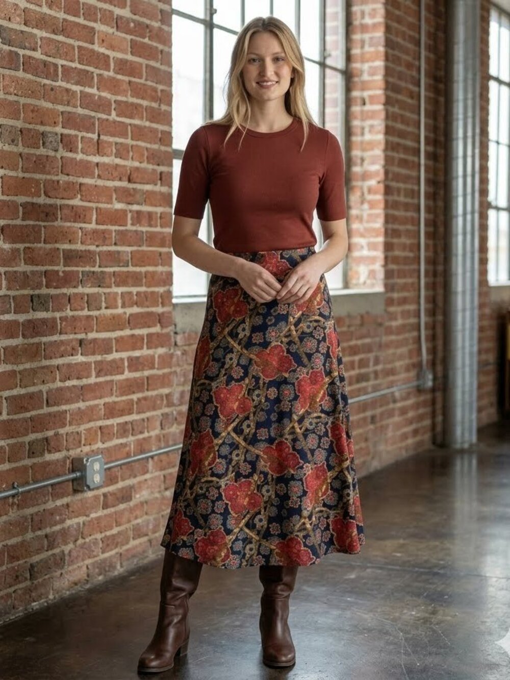 Vintage Pendleton Western Cowgirl Maxi Skirt Navy Red Paisley Size 12 NEW Tags - Picture 2 of 10